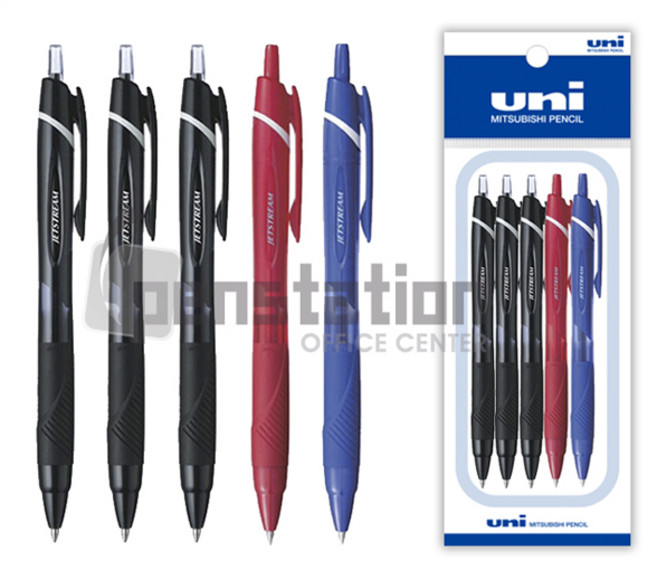 미쯔비시 유니 제트스트림 0.7mm 볼펜 세트, 0.7mm 블랙 3개+레드 1개+블루 1개 세트