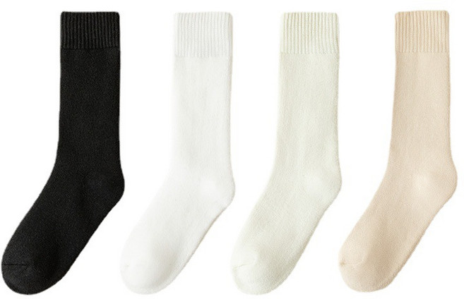 100% 순면 잠이 편안하다 무압박 손발이 시리다 울 보온 양말 보온을 두껍게 하다. 두꺼운 양말 여자 가을 겨울 기모를 더하고 두껍게 하다. 보온중통 부클 양말 순색 산양말 홈