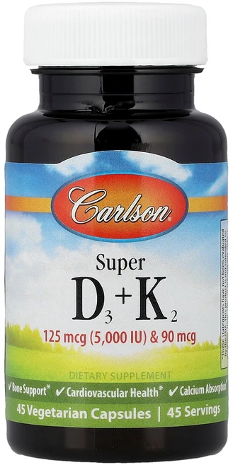 칼슨 슈퍼 D3 + K2 45 베지캡슐, Carlson 칼슨 카를슨 슈퍼 D3 K2 채식 캡슐, 2개, 45정 - 쿠팡