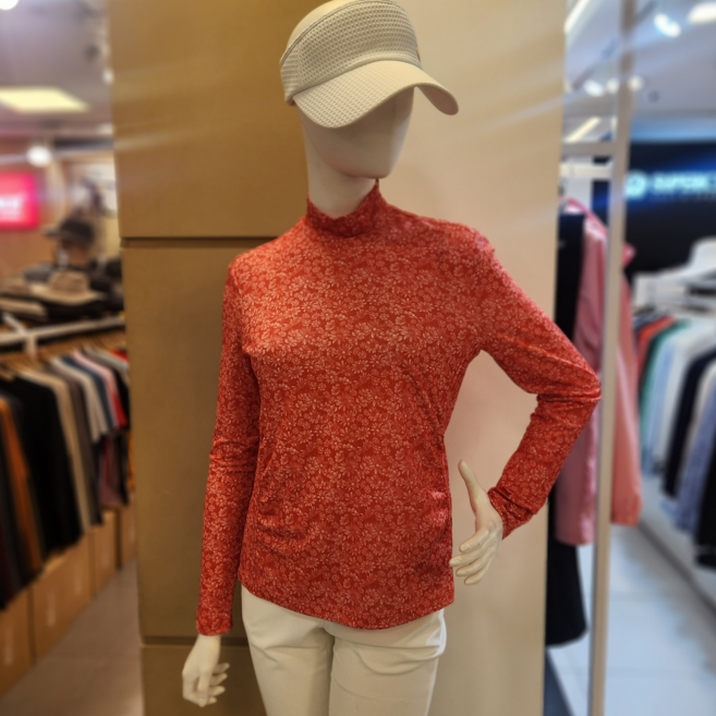 슈페리어<뉴코아동수원>70%쎄일//여성 여름 플라워 프린트 하이넥 긴팔 티셔츠 IW0FTTT20166