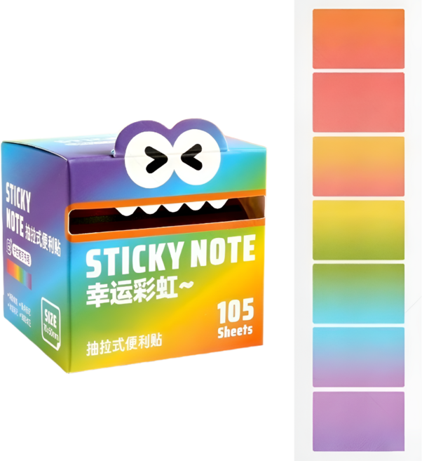 레아채 컬러무드 접착 메모지, 1개, 105매, 레인보우무드