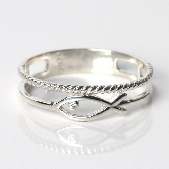 오로프 순은 925 두줄 물고기 행운 재물 수능 소원 열손가락 가드링 반지 5호~23호 (S5507R)