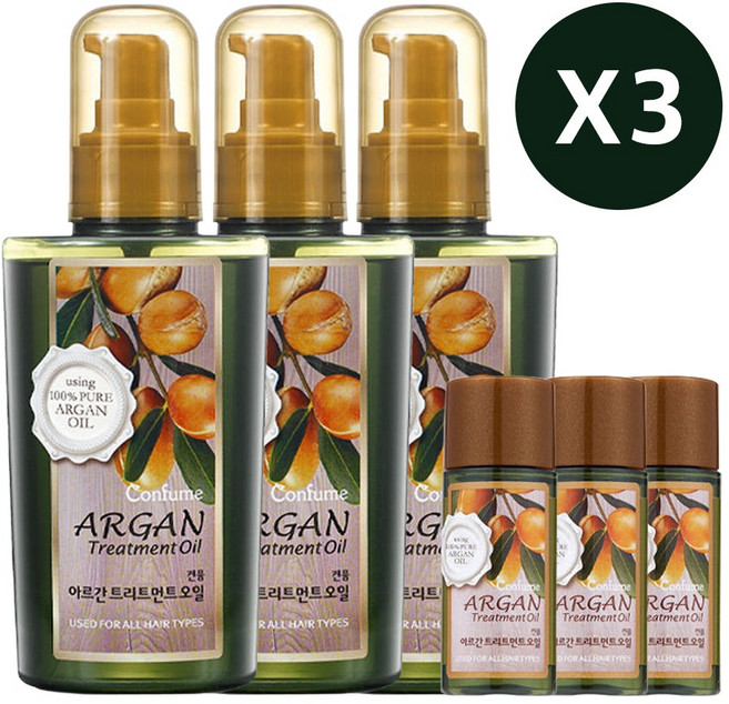 과일나라 컨퓸 아르간 트리트먼트 오일120ml+25ml x 3개, 120ml