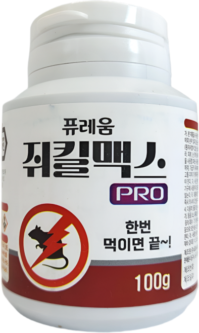 퓨레움 쥐킬맥스 프로 강력한 쥐약 살서제 쥐퇴치 알약 100g, 1개, 1개입