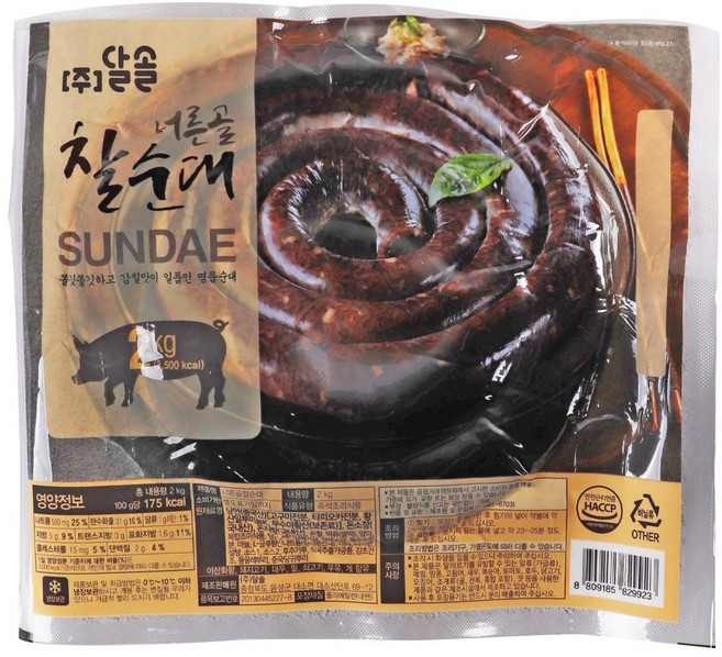 (주)달솔 너른골 찰순대 2kg 국내산소창 순대전골 순대볶음, 1개