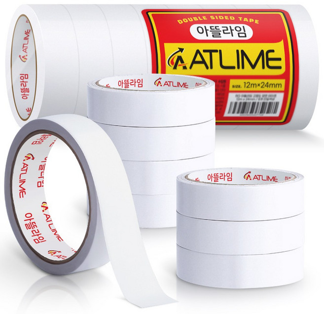 아뜰라임 자국없는 고점도 반투명 양면 테이프 24mm x 12m, 8개