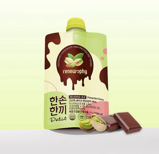 Renew Phy 韓國 Petit 巧口奶昔 韓國代餐奶昔 CU奶昔, 開心果 40g * 5袋