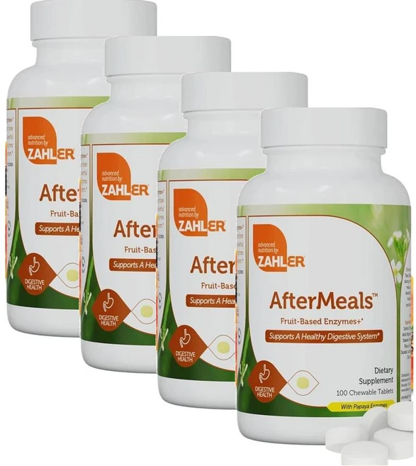 자일러 에프터밀 다이제스티브 엔자임 포 다이제스천 헬스 츄어블 Zahler AfterMeals, 4개, 100정 - 쿠팡
