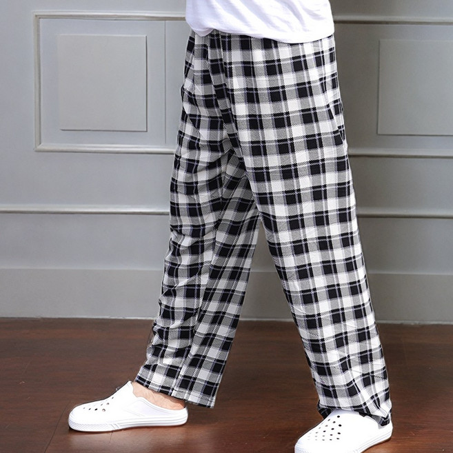 캐리루시 국산 남성 포시즌 파자마 바지 9부 스트라이프 체크 홈웨어