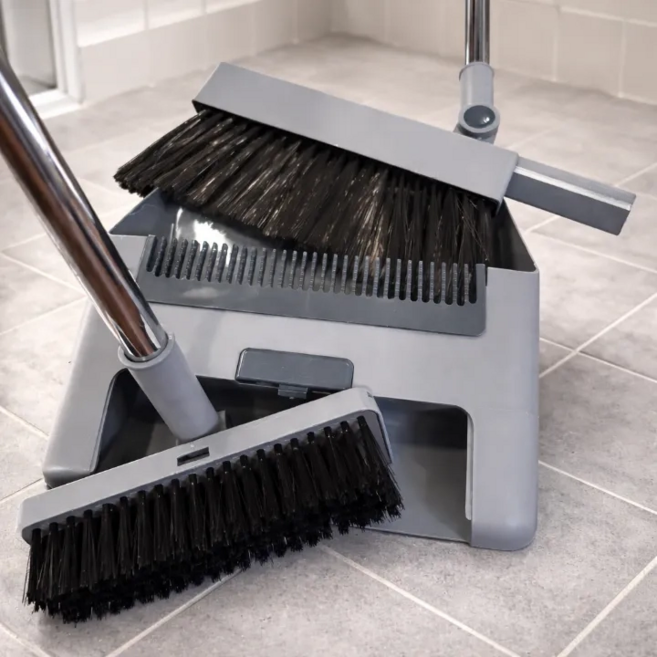 하루하늘 빗자루 쓰레받기 4종세트 가정 업소용 틈새수납 청소도구, 그레이, 1개