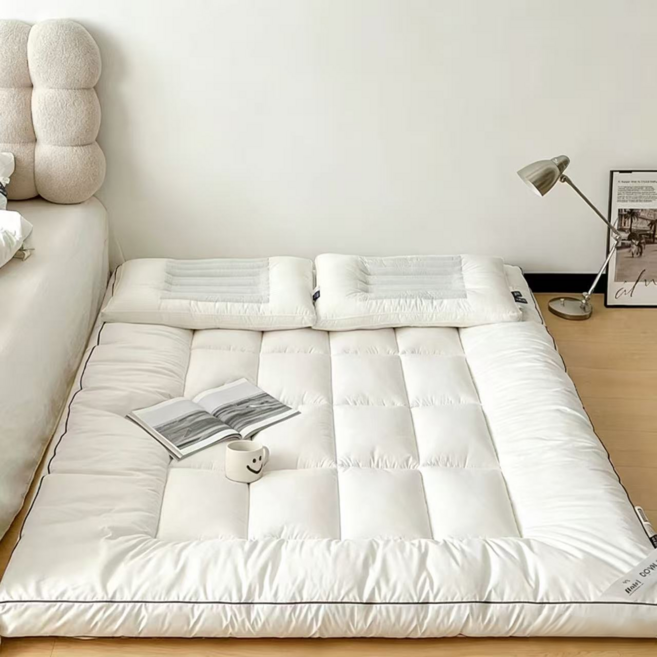 통세탁 방수 통기성 사계절 10cm 두꺼운 포근한 바닥 침대 토퍼 매트리스, 화이트