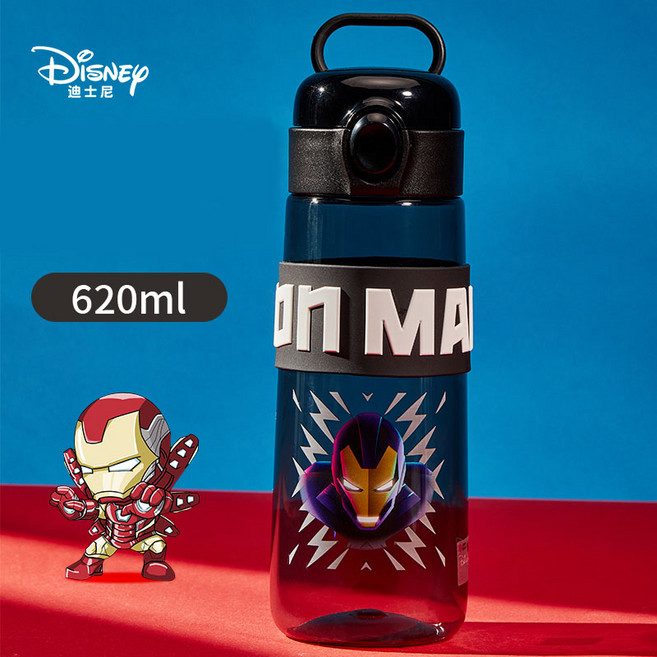 디즈니 마블 캐릭터 트라이탄 물병 휴대용 어린이물통 손잡이, 아이언맨, 1개