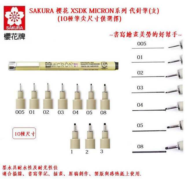 SAKURA 日本櫻花 XSDK MICRON系列 代針筆(黑色) - 精準繪圖、速乾不暈染, 1個, 2代針筆