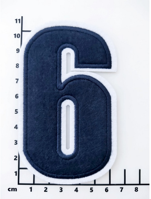 皮卡布 黑色大數字刺繡燙布貼, 1個, 黑深藍6 ( 高約10cm),熱熔膠