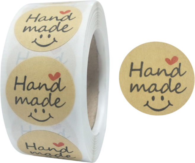 500매입 핸드메이드 handmade 롤 스티커, 1세트, 크라프트(S808) 500매