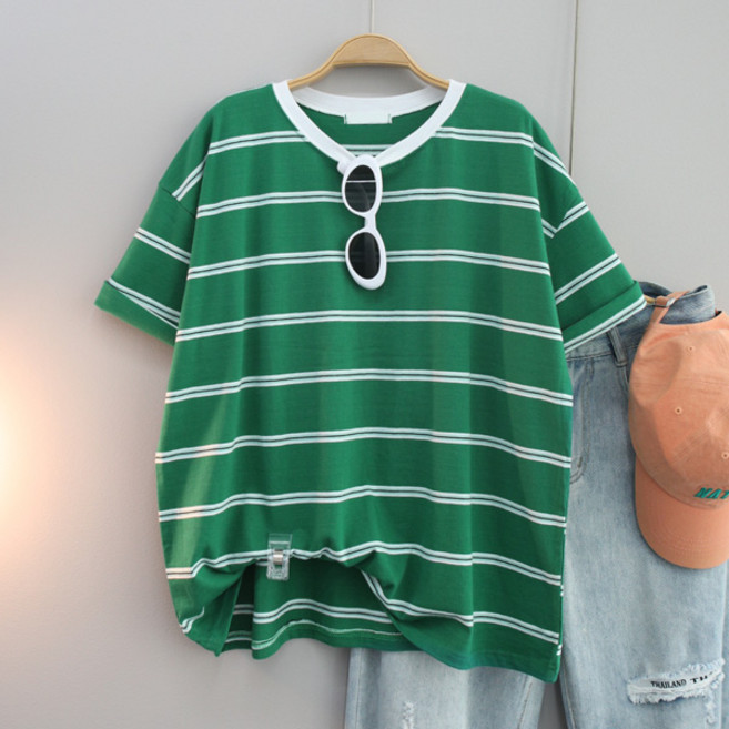 달콩 셔플단가라박스반팔티 스트라이프 오버핏 여름신상