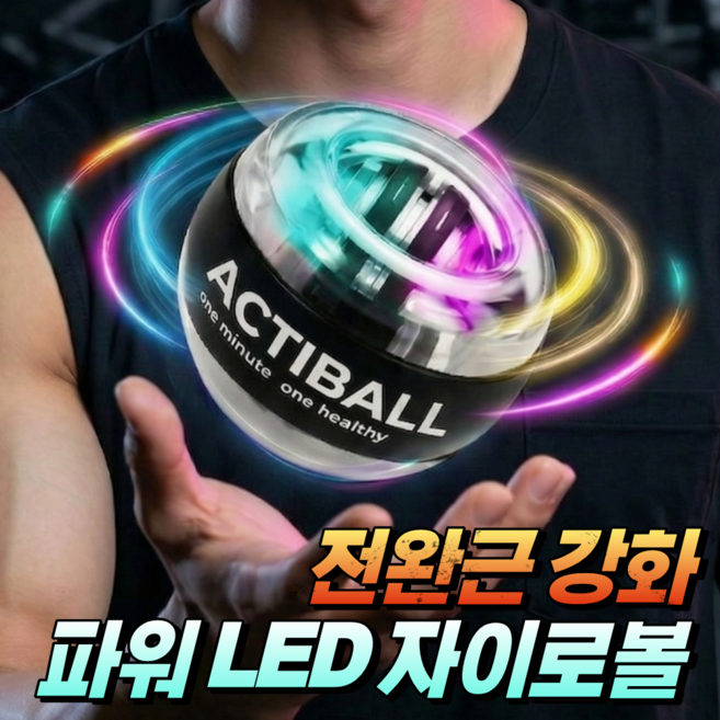 디액티브 자이로볼 전완근 운동기구 손목강화 악력 스트레칭 파워볼 액티볼, 1개, 시크 블랙
