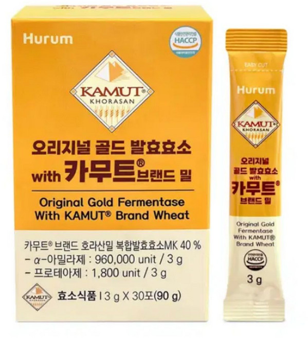 휴럼 오리지널 골드 발효효소 with 카무트 브랜드밀, 3개, 90g