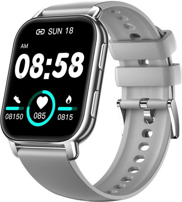 WAPIK 통화가능 웨어러블 블루투스 스마트 워치 P5S 1.85인치, GPS + 블루투스, 4.7cm, 실버