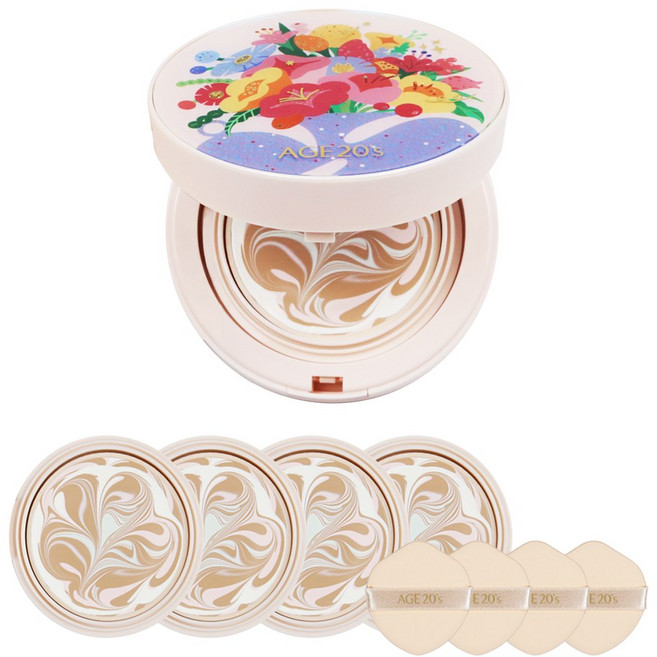 에이지투웨니스 에센스 커버 팩트 플로라 에디션 블루 본품+리필4개, 21호, 1개