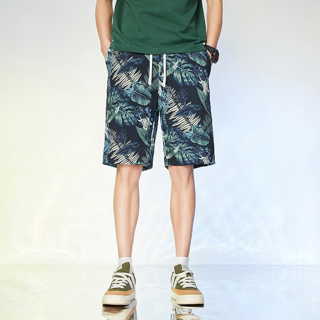 夏季印花速乾海灘褲 - 五分休閒運動衝浪褲