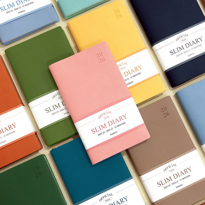 [인디고] 2026 오피셜 슬림 먼슬리 다이어리 (날짜형 수첩형 월간) 업무용, 밀키옐로우, 밀키옐로우, 1개