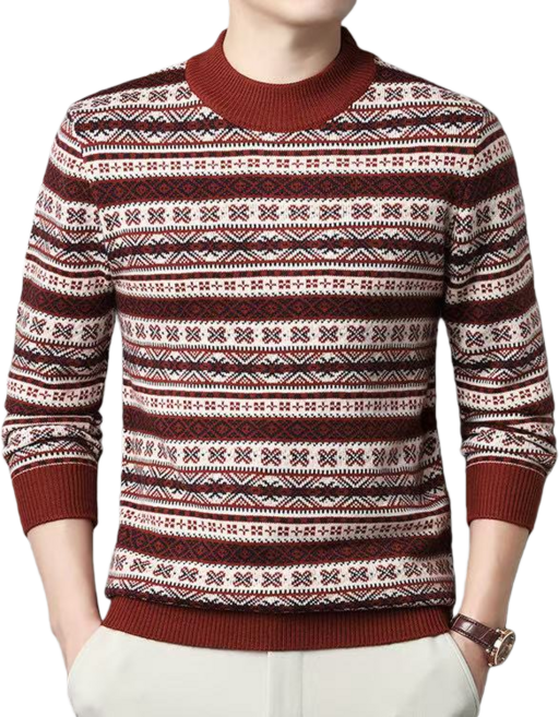 J nd O남성 겨울 따뜻한 페어아일 울소재 라운드 니트 티셔츠