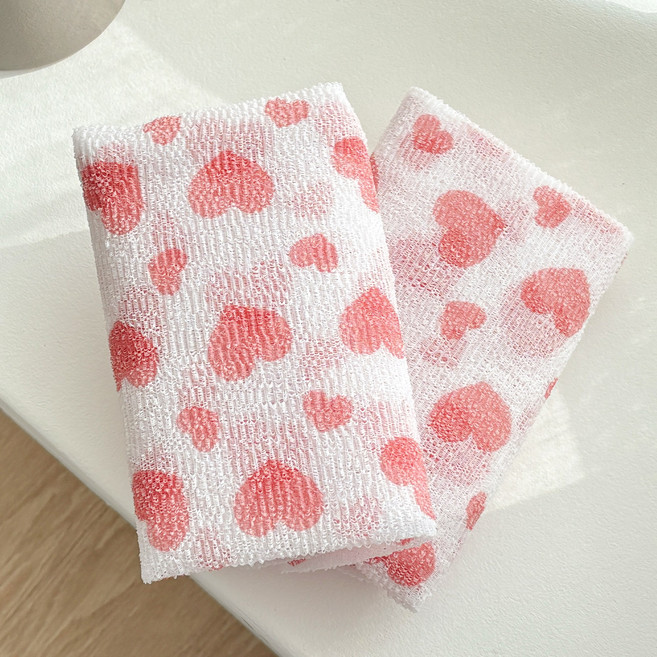 하트샤워타월 국내산 시원한 하드타입, HEART, 1세트, 2개입