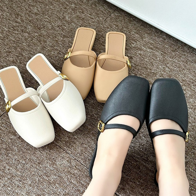 데이룸 여성 사각 스트랩 뮬 블로퍼 봄 여름 구두 발편한 단화 로퍼