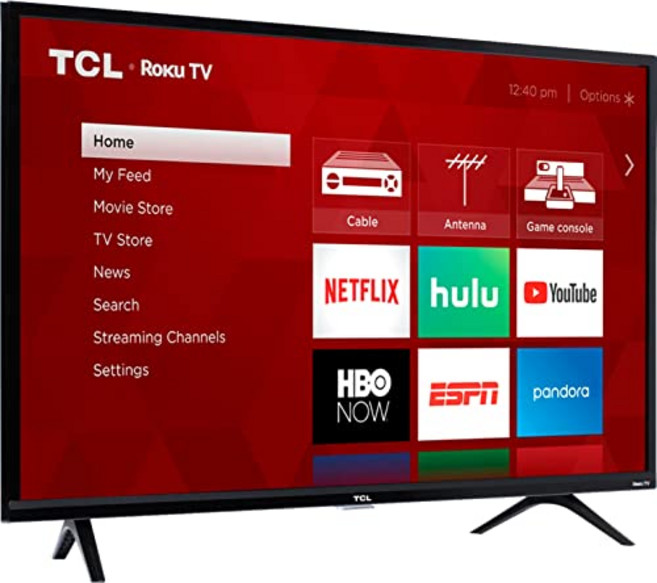 TCL 40인치 1080p 스마트 LED Roku TV - 40S325 2019 모델 블랙 TCL Smart LED TV, TV만