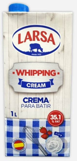 라르사 동물성 휘핑크림 1000ml / UHT 휩크림 35%, 1, 1L