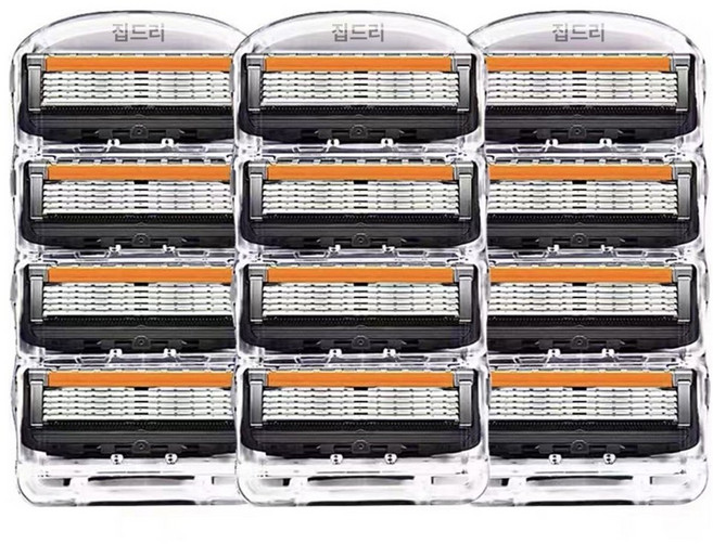 집드리 신형 5중 면도날 질레트 프로글라이드 퓨전 파워 호환, 4개입, 3세트