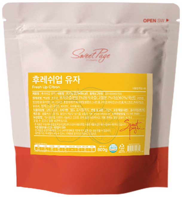 스위트페이지 후레쉬업 유자 파우더 800g, 1개입, 1개