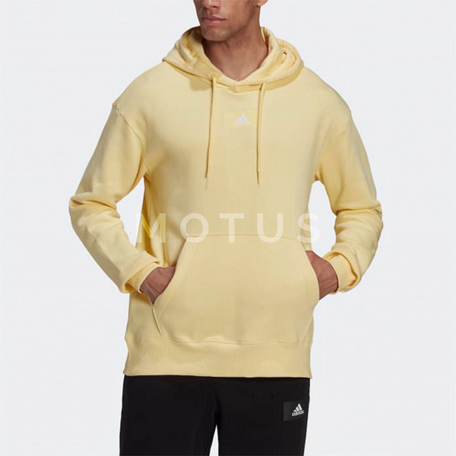 Adidas 男 長袖上衣 帽T 黃 HK2824
