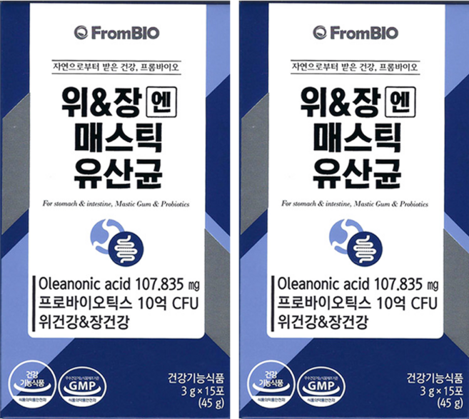 프롬바이오 위 앤 장엔 매스틱 유산균, 15회분, 45g, 2개