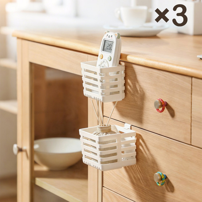 문걸이 수납바스켓 신축형 통풍형 무설치 화장대 싱크대 캐비닛 겸용, 1세트, 화이트