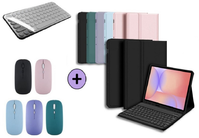 케이스나라 갤럭시탭 S10 Lite 라이트 호환 블루투스 무선 키보드 케이스 북커버 마우스 세트 SM-X400 X406N, 그린