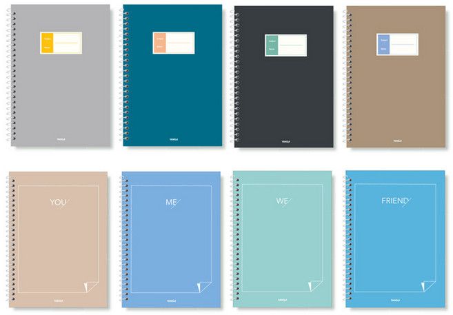 1000 양지 유선 스프링 노트, 3개