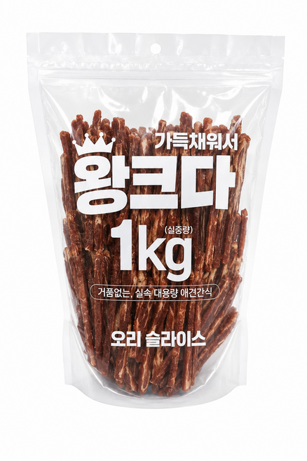더조은 왕크다 강아지간식 대용량 마블링 스테이크 펫간식, 1개, 1kg, 오리슬라이스
