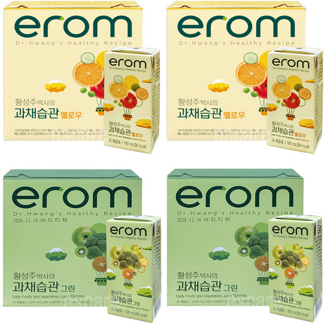 이롬 황성주박사의 과채습관 옐로우 32팩+그린 32팩, 64개, 190ml