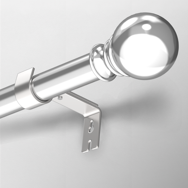 Vellichor 길이를 조절할 수 있는 고급 스테인리스 스틸 현대식 커튼봉 25mm 설치가 편리한 커텐봉 원형, 은색