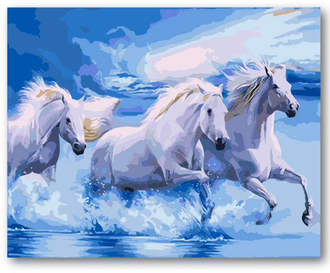 데일리인 백마 명화 그리기 diy 세트 말 돈 들어오는 그림 유화 대형 액자, 40x50cm, 단일옵션, 1개