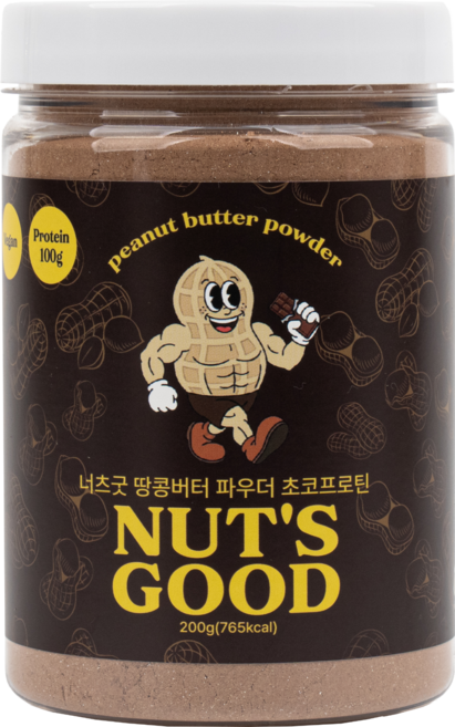 너츠굿 저지방 땅콩버터 파우더 초코 프로틴 무가당 코코아 단백질 쉐이크, 1개, 200g