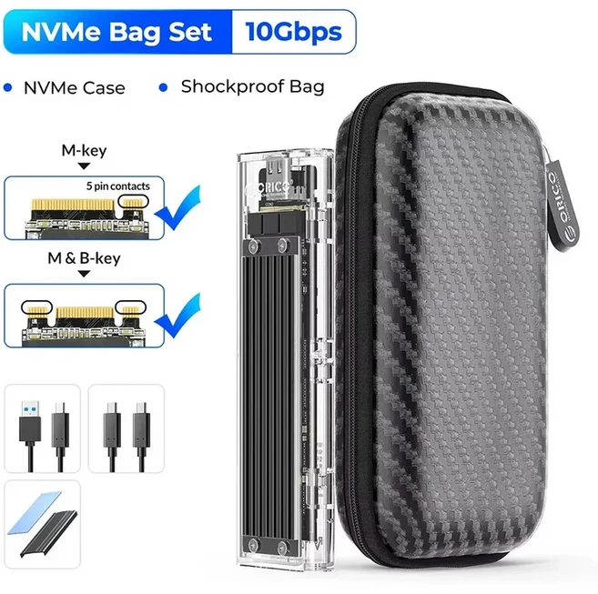 ORICO 40Gbps M.2 NVMe SSD 인클로저 C 하드 드라이브 외부 케이스 HD 스지 박스 하우스 Thunderbolt 3/4, 01 NVMe 10Gbps with Bag