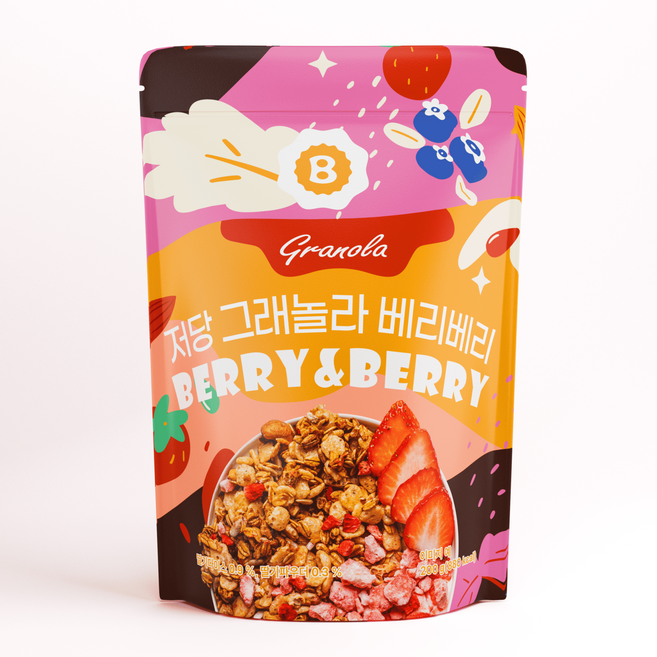 벨라 저당 그래놀라 시리얼 베리베리 딸기, 1개, 200g