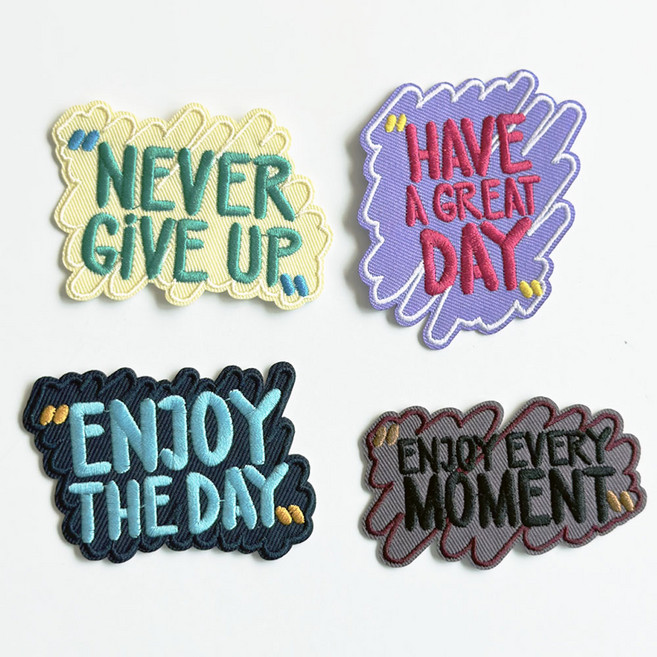 의류 소품 DIY 자존감 지켜! 영문 레터링 열접착 와펜 패치 세트, 1개, A세트
