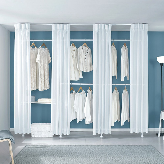 이지온 국민튼튼 EF-S416M 플랫 시스템 우드 선반 설치형 철제 드레스룸 커튼 행거, 화이트 플랫 행거 EF-S416M, 그레이