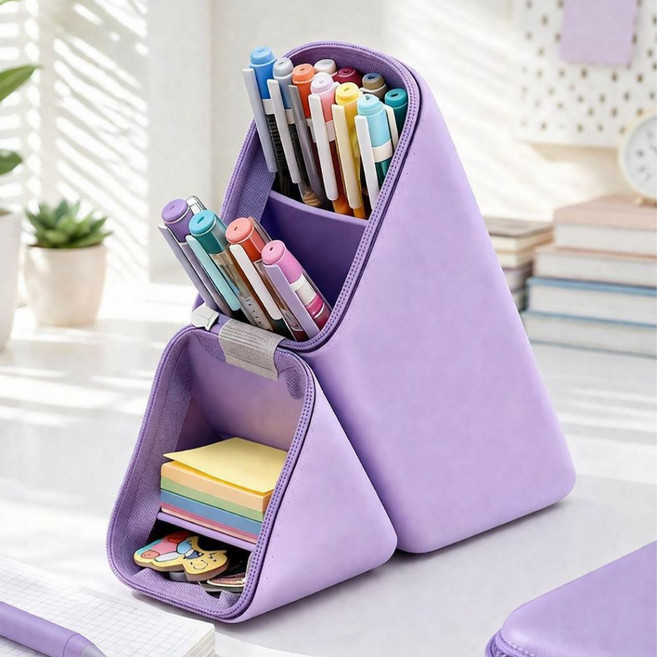 말랑 실리콘 스탠드 세워지는 필통, 1개, 퍼플