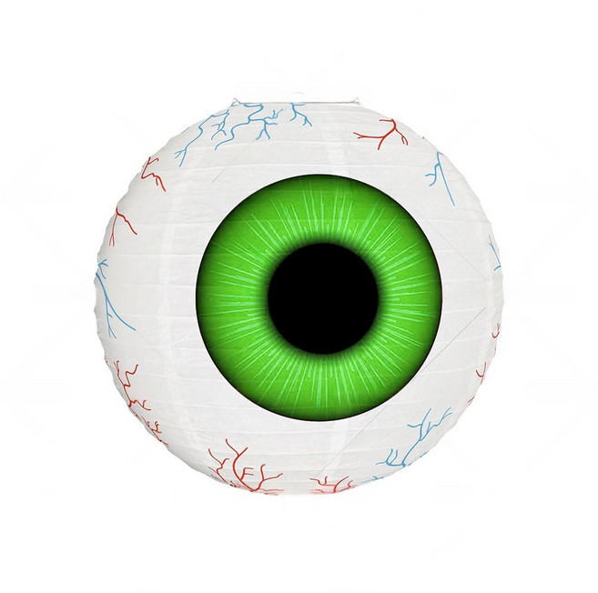 萬聖節 10吋 紙燈籠 眼球燈籠, 綠色-眼球燈籠 (不含燈泡)