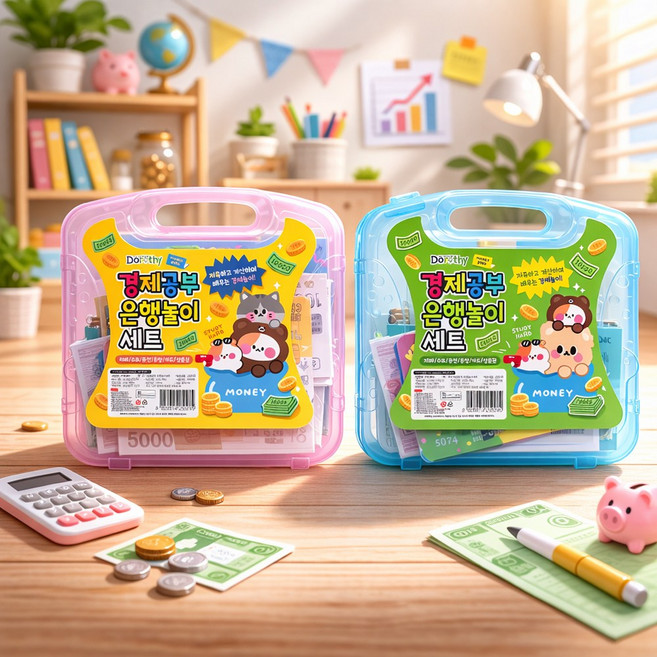 토이랄라(1+1) 경제공부 은행놀이 세트 화폐놀이 장난감돈 지폐 계산, 랜덤